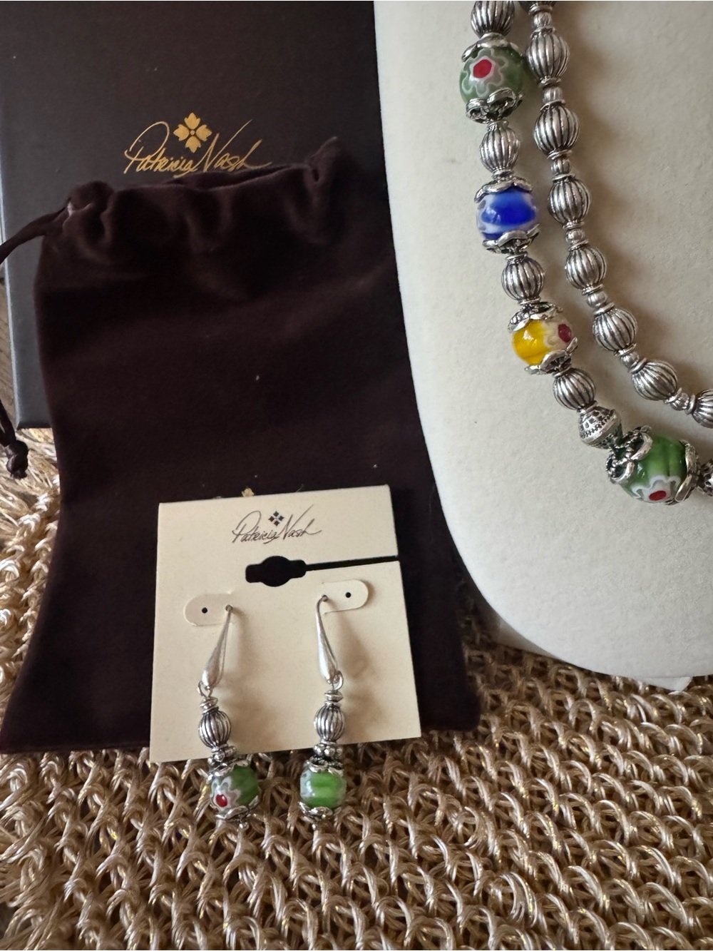NWT Patricia Nash Silver Necklace World Beads & Earrings SET w/ Dusty  PICK ONE - Picture 6 of 6